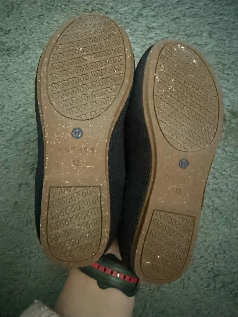 Rothy's Black Knit Mary Jane Flats with Blue Trim Sz 13